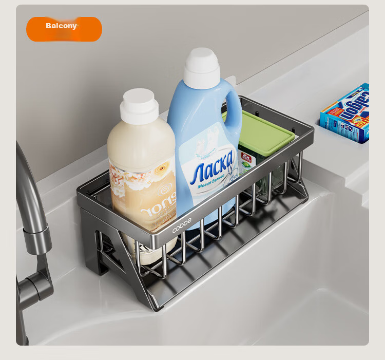 Cobbe Kitchen Storage Rack, Dishcloth Holder, Draining Rack, Countertop Wall-Mounted Sink, Dishcloth Sponge Storage Rack, Kitchen Utensils Organizer 16
