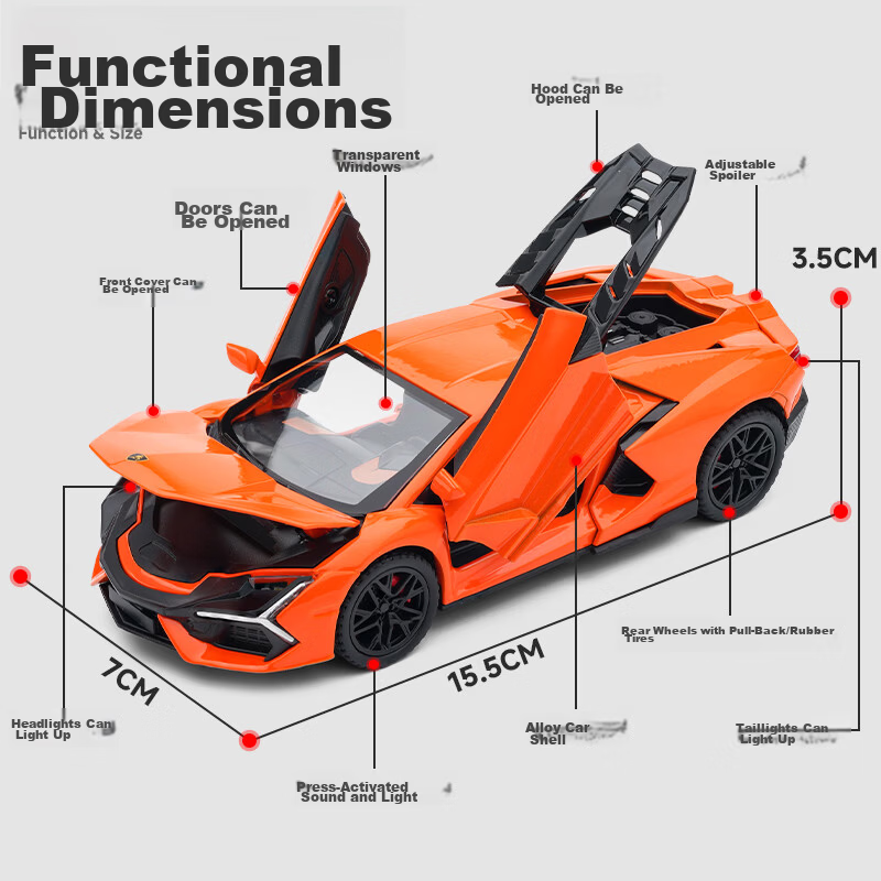 Chiyuchewan Racing Car Toy, Lamborghini New Bull Alloy Realistic Car Model, Toy Car Model, Gift for Boys 2