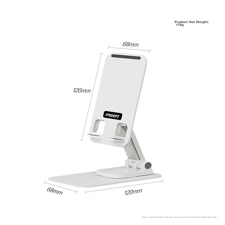 Pisen Mobile Phone Stand [Recommended by Luo Yonghao] Rotatable Foldable Desktop Tablet Stand Lazy Bedside Holder for Live Streaming, Watching Shows, TikTok - Black 11