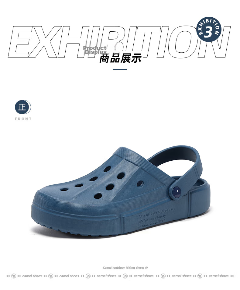 CAMEL Perforated Shoes, Summer Breathable Beach Shoes, Closed-Toe Sandals for Men And Women, Soft-Soled Non-Slip Slippers, A12253a3037 19