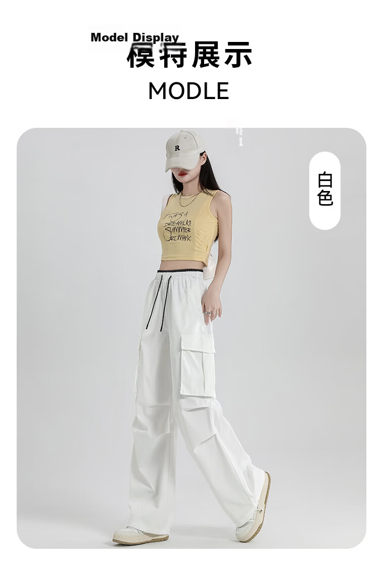 Free Style Women's Cargo Pants Summer Thin 2026 New High Waist Slim Drawstring Jogger Paratrooper Wide Leg Hiking Casual Pants 18