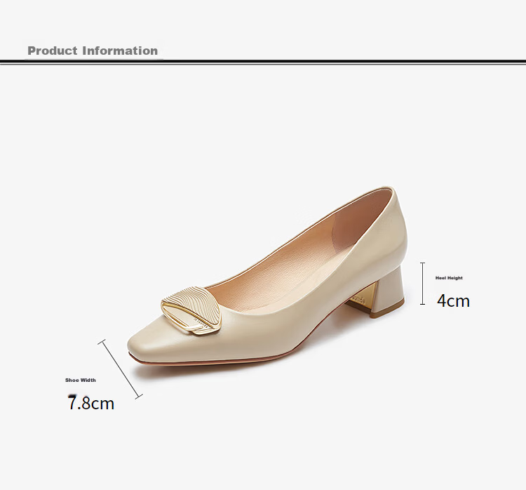 Le Saunda 2026 New Elegant Solid Color Square Toe Shallow Commuter Chunky Mid-Heel Women's Pumps 41007, Dark Beige BDK, Size 37 9