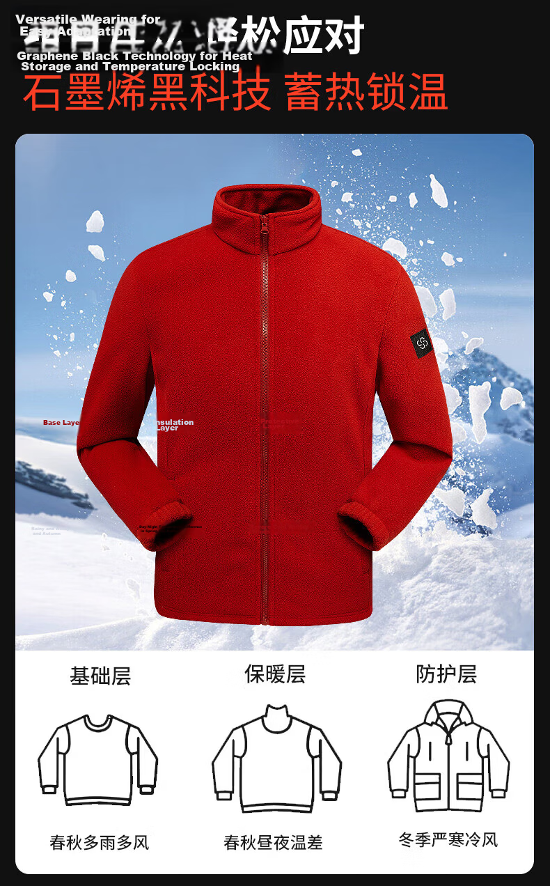 JEEP SPIRIT Three-In Jacket for Men And Women, Outdoor Windproof Waterproof Mountaineering Coat, Black XL 3