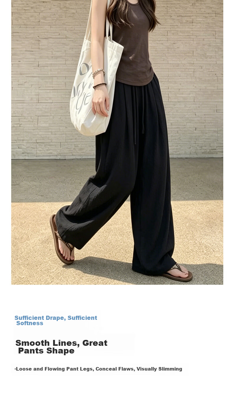 Langsha Linen Wide-Leg Pants for Women 2026 New Summer Thin High-Waist Breathable Relaxed Casual Curved Leg Pants 9