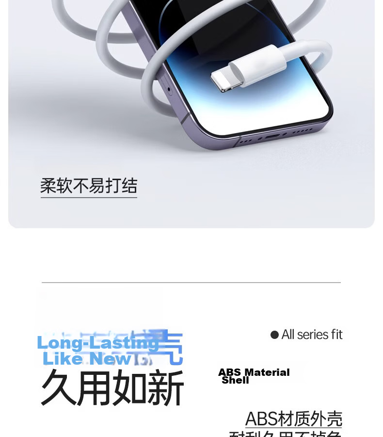 Nengshi Apple Charging Cable, Type-C Data Cable for IPhone 14/13/12/XR/8, PD Fast Charging Cable for Mobile Phones And Car Use, 2 Meters Long 11