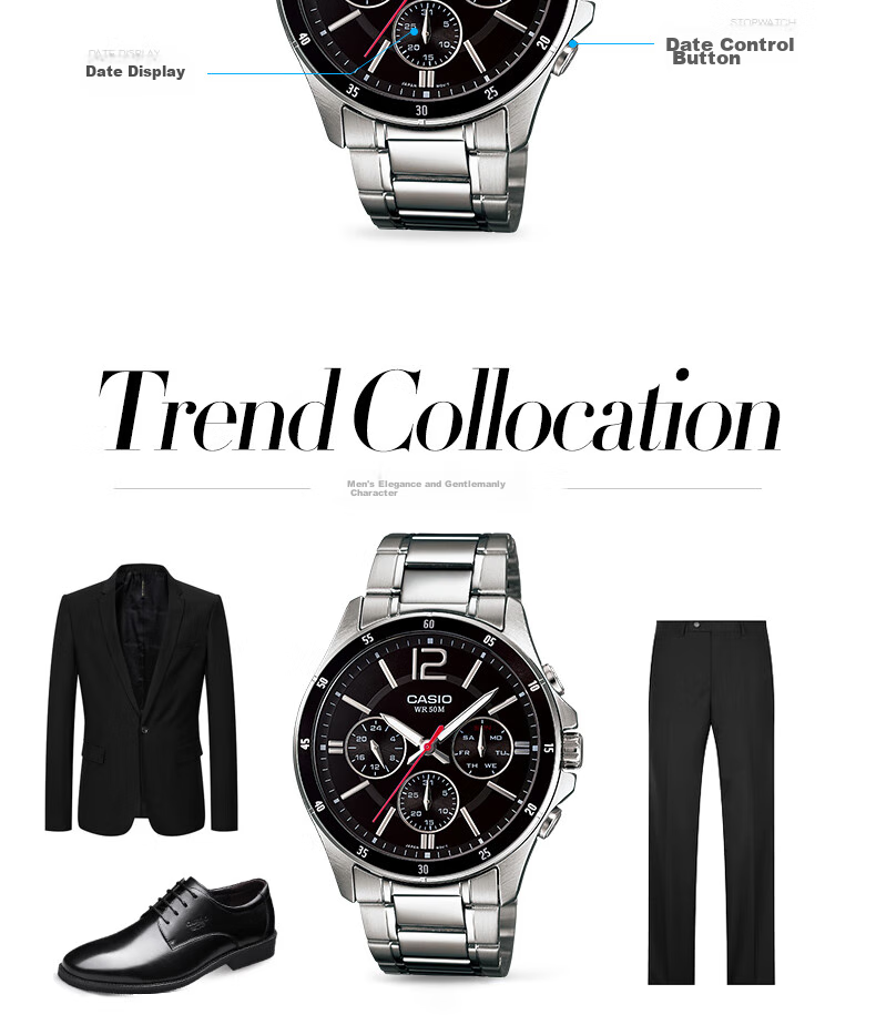 CASIO Business Commute Simple Elegant Classic Large Dial Waterproof Quartz Men's Watch Gift for Boyfriend MTP-1374L 22