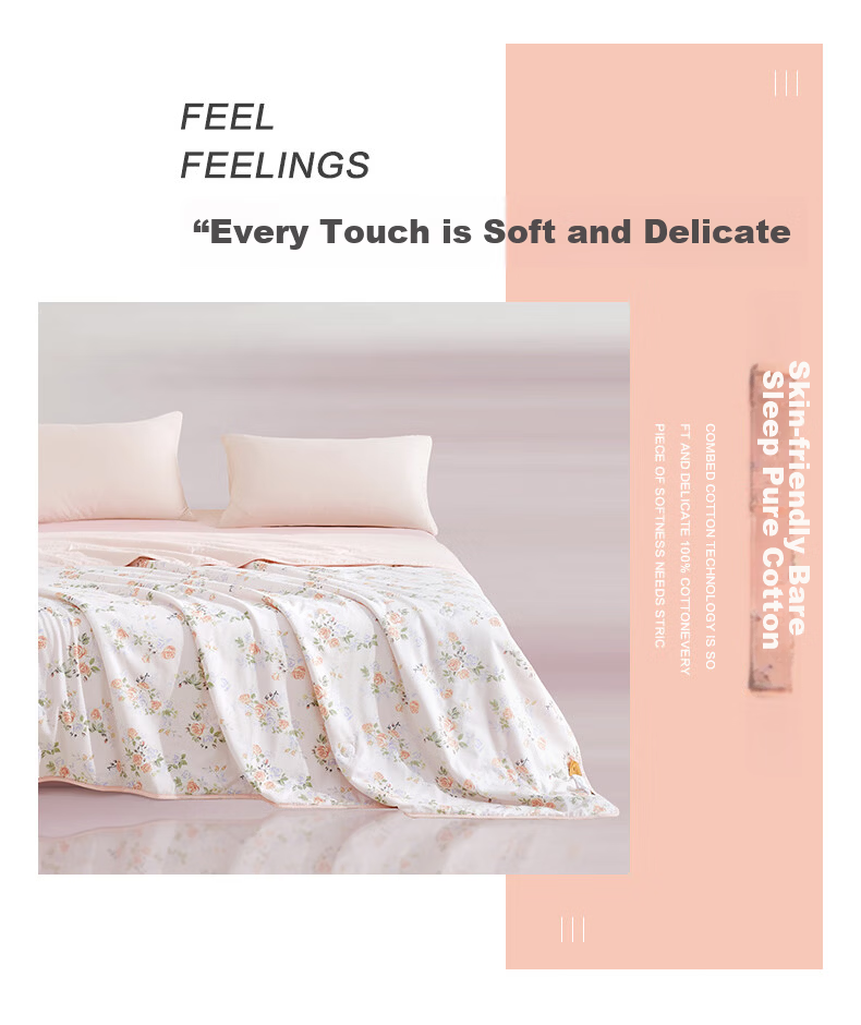 Boyang Home Textile Summer Cooling Quilt Antibacterial Washable 100% Cotton Air Conditioning Quilt Pure Cotton Summer Blanket Approx. 2 Jin 150*210cm 6