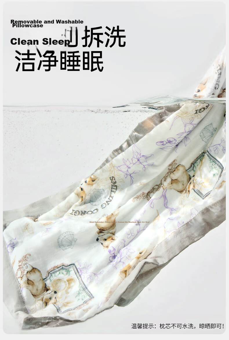 OUYUN Children's Pillow for Ages 1-5 Baby Toddler Kindergarten Four-Season Gauze Cassia Seed Cloud Pillow Gift Floral and Bird Pattern 12