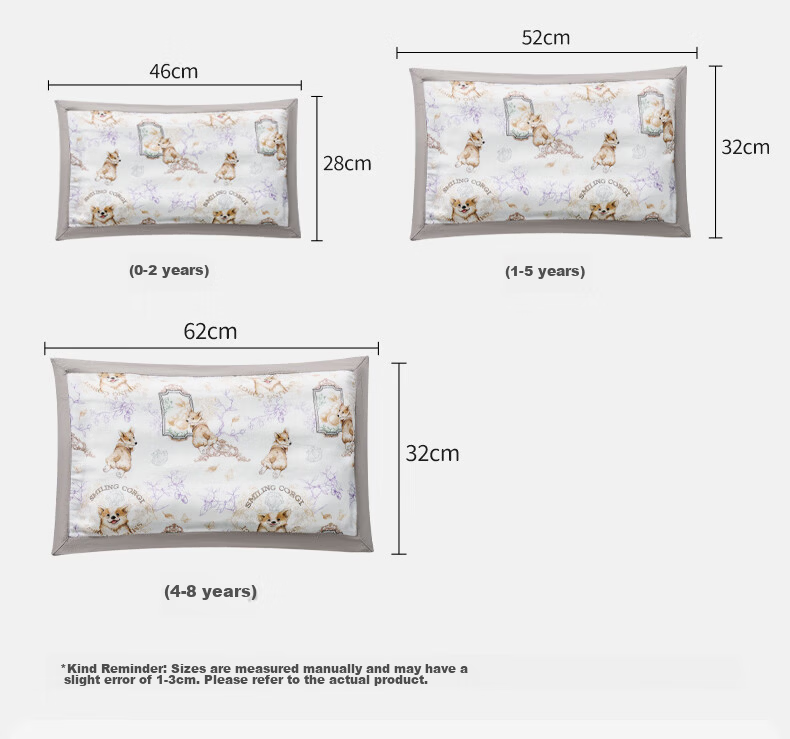 OUYUN Children's Pillow for Ages 1-5 Baby Toddler Kindergarten Four-Season Gauze Cassia Seed Cloud Pillow Gift Floral and Bird Pattern 14