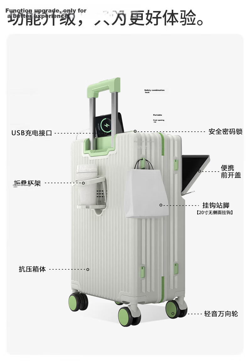 Semir Front-Opening Luggage, Large Capacity Suitcase, Unisex Trolley Case with Password Lock, Convenient Access, 28 Inches 4