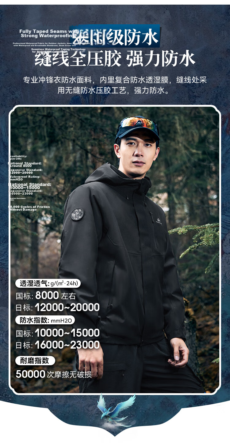 Pioneer Camp Three-In Men's Fleece-Lined Outdoor Jacket with Windproof And Waterproof Hard Shell, Warm Mountaineering Coat for Hiking 7