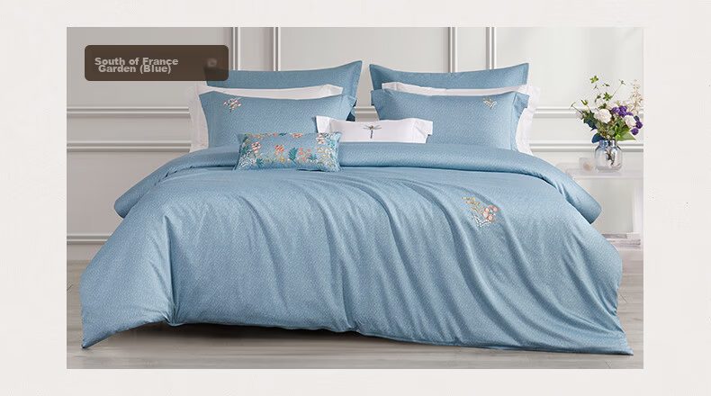 Mengjie Jiafang Four-Piece Set Pure Cotton Bedding Sold by JD, 60S Long-Staple Cotton Plain Chinese-Style Bedding, Bed Sheet And Duvet Cover for 1.8-Meter Bed, Duvet Cover 220*240cm, Nanfeng 11