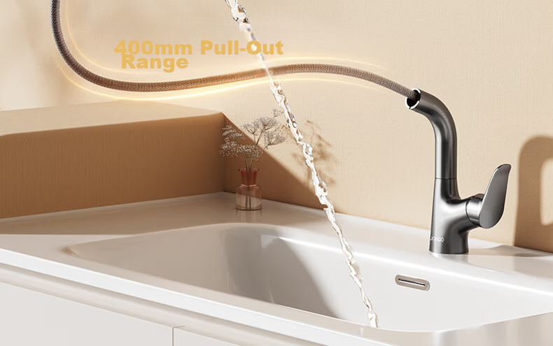 JOMOO Bathroom Basin Faucet Dual Control Hot and Cold Water Lift Pull-Out Gunmetal Gray 32399 Upgrade 24