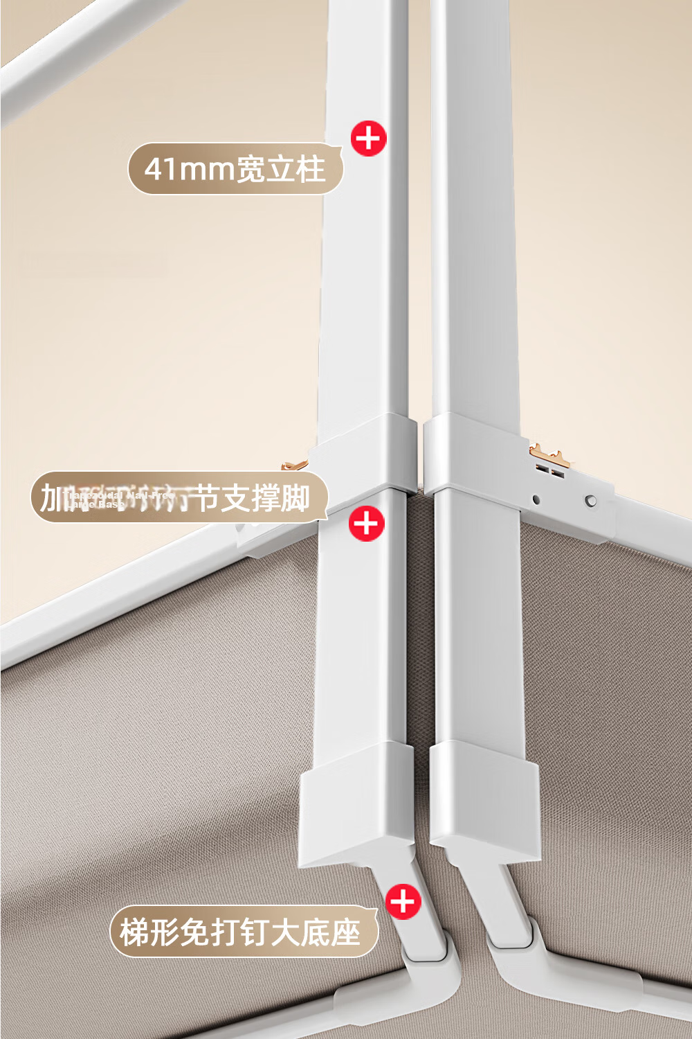 Qianbei Baby Bed Rail Anti-Fall Protective Guard Children's Bedside No-Drill Safety Bed Fence Khaki Bear 1.8+2+2m Three-Sided 4