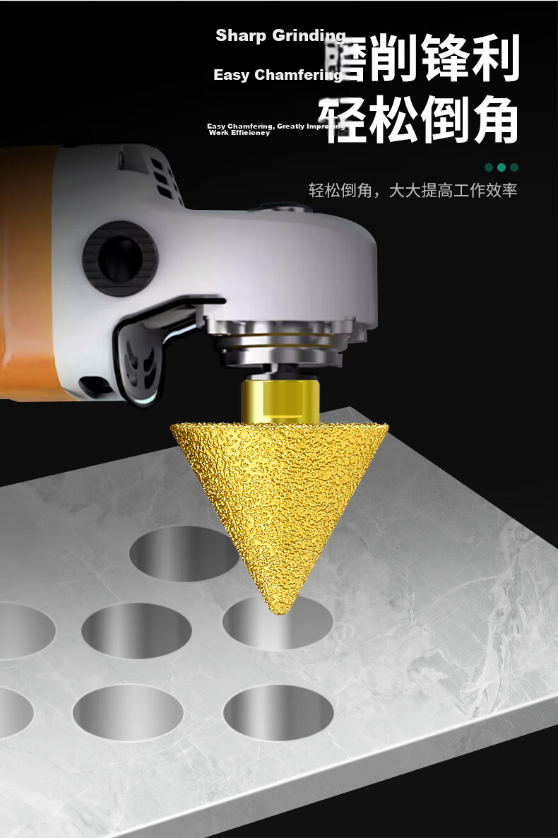 Baolian Diamond Chamfering Tool Umbrella-Shaped Grinding Head Tile Marble Quartz Expansion Hole Opener Angle Grinder Conical Drill Bit 4