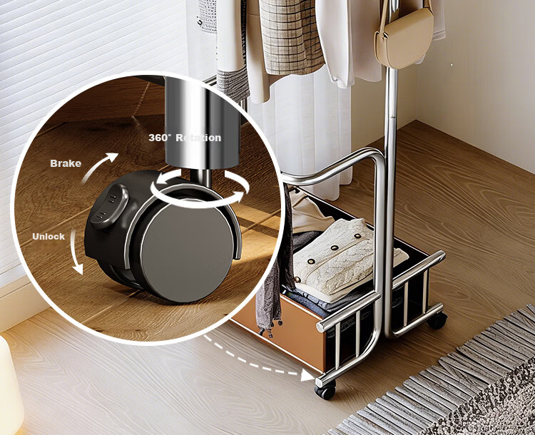 Yicai Nianhua 100CM Floor Standing Clothes Rack Bedroom Living Room Dormitory Coat Rack Storage Rack Simple Home Hat Rack Drying Rack 24