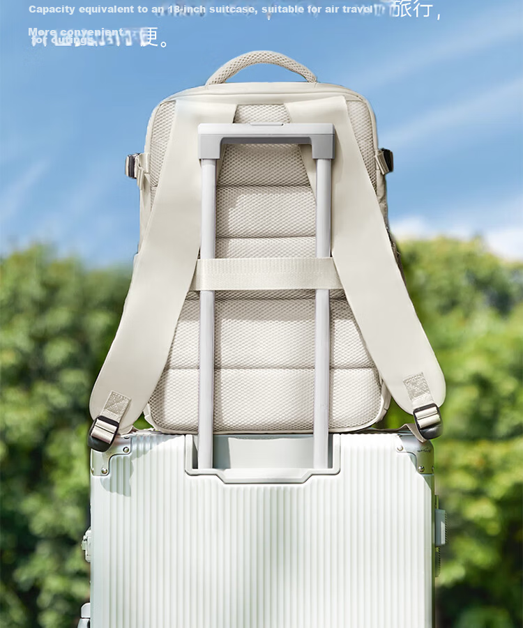 Landcase Backpack Travel Bag Women Large Capacity Double Shoulder Bag Men Short Trip Multi-functional Laptop Bag 5162 Beige Small Size 9
