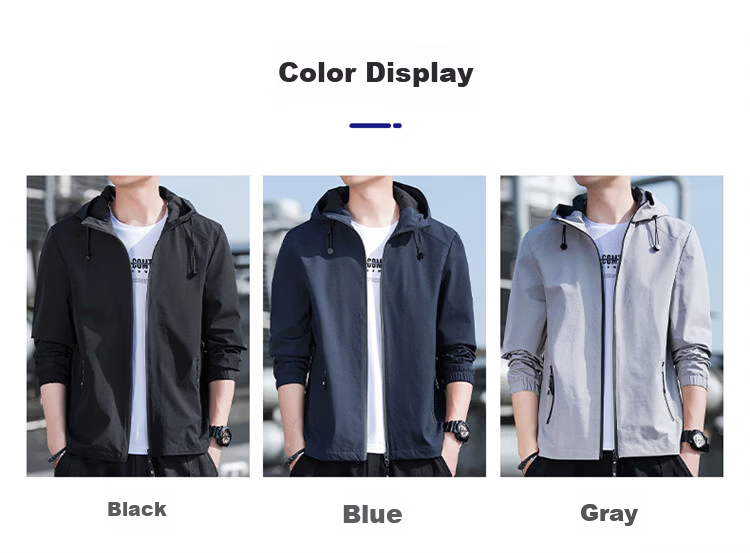 ROMON Men's Jacket Hooded 2026 Spring New Casual Men's Outerwear Black L 7
