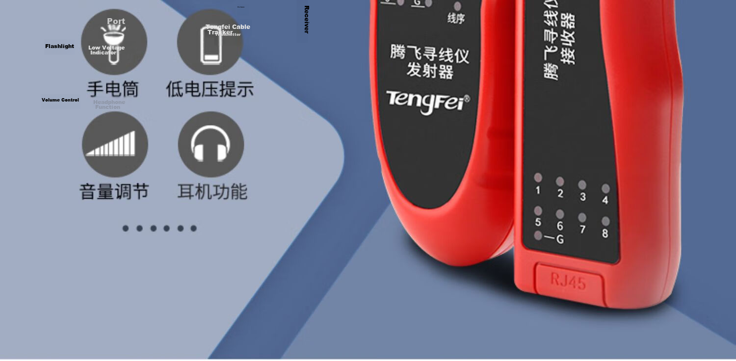 Tengfei Network Cable Tester with Bag Multifunctional Telephone Network Line Tracker Switch Line Finder Anti-Interference 60V Voltage Resistant Cable Tracer Detector 4