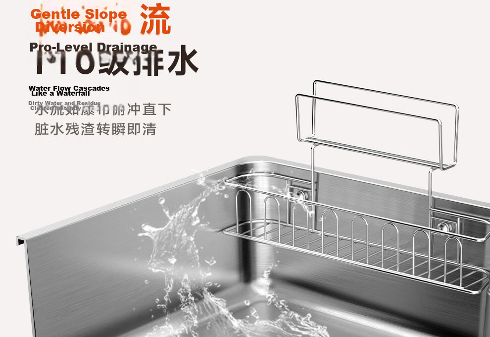 ARROW 0 Coating Treasure Basin Pro Kitchen Sink 304 Stainless Steel Vegetable Washing Basin Waterfall Large Single Bowl Top-Mount and Under-Mount Sink 37