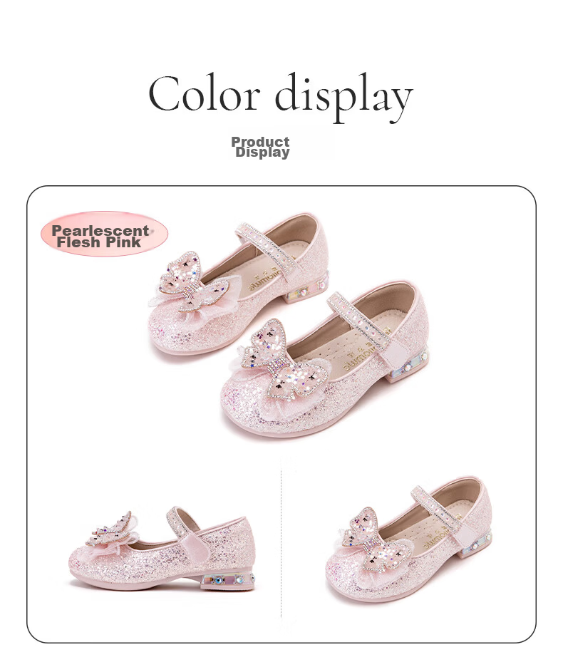 Fulomi Girls Princess Shoes Spring Autumn Children's Sequin Crystal Flats Performance Dress Shoes Light Gold Size 32 15