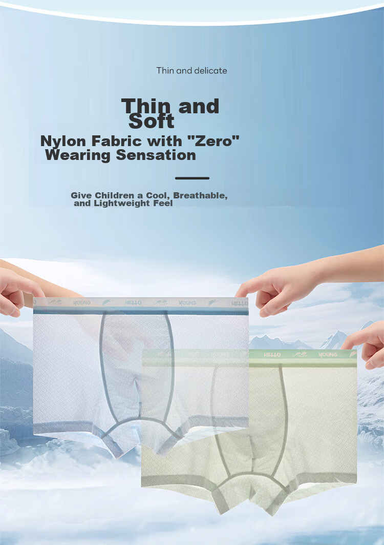 Hongdou Teen Boys Development Period Summer Boxer Briefs 10A Antibacterial Ice Silk Breathable Cool Underwear for Older Children 12