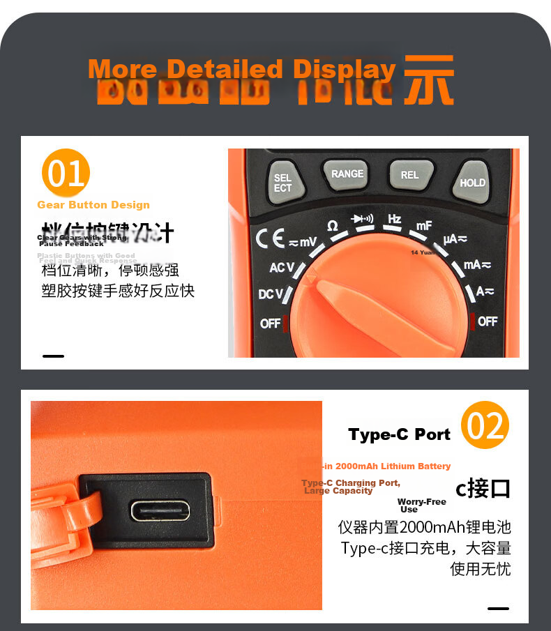 VICTOR High Voltage 2000V Multimeter Photovoltaic Mining Auto Range High Precision Digital Universal Meter VC9820 6