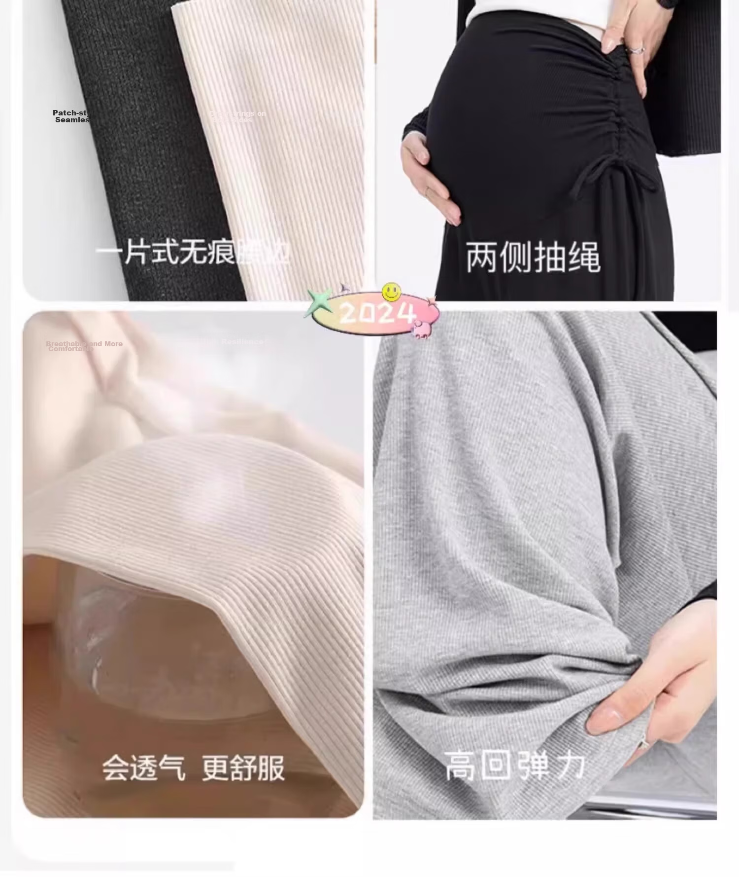 JOYNCLEON Maternity Summer Cotton Wide-Leg Pants Black M Jyk200502 18