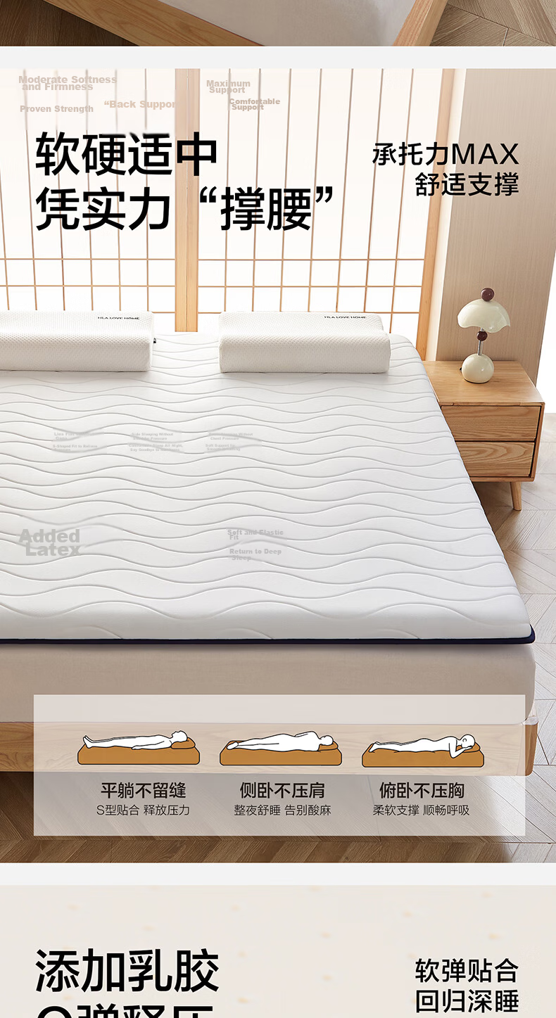 HLA A-Class Latex Mattress Foldable Dormitory Home Thickened Bottom Pad Quilt Gray 180*200cm 3