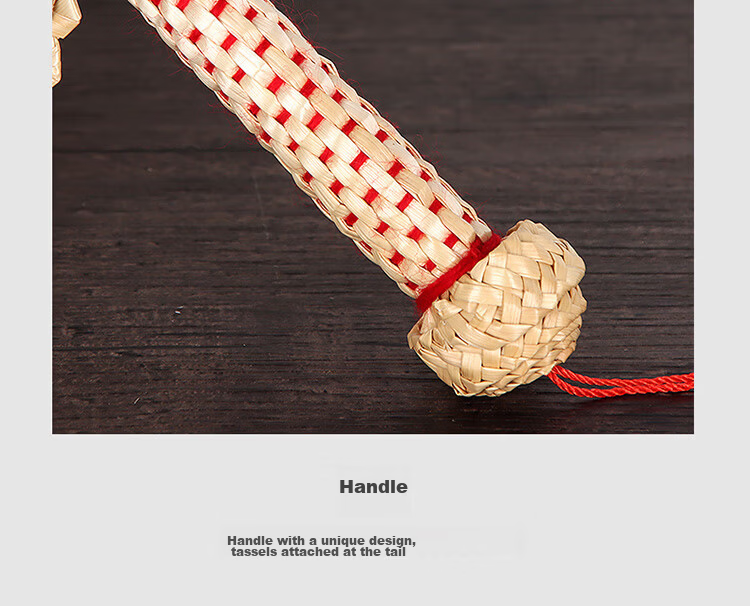 Extreme Space Handmade Woven Vintage Large Palm Fan Summer Fan Men's Banana Leaf Round Fan Women's Straw Woven Chinese Style Fan 15