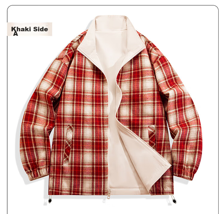 NASA GISS Men's Jacket, Trendy Spring And Autumn Korean Style, Youth Stand-Collar Loose Casual Windproof Warm Coat for Men, Apricot Color, Size L 20