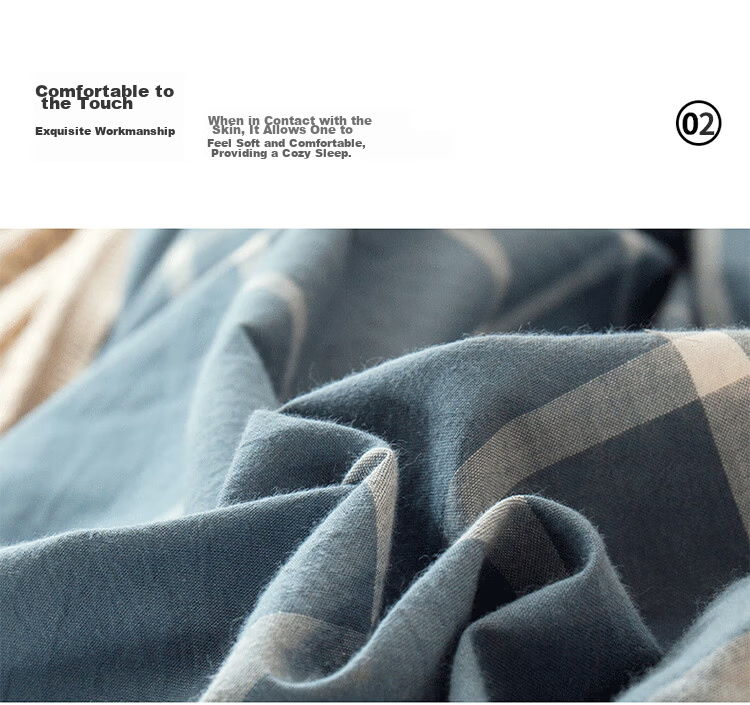 MUJI Workshop Fabric A-Class Brushed Cotton Duvet Cover 180x220cm Single Breathable Double Quilt Cover Coffee Plaid 8