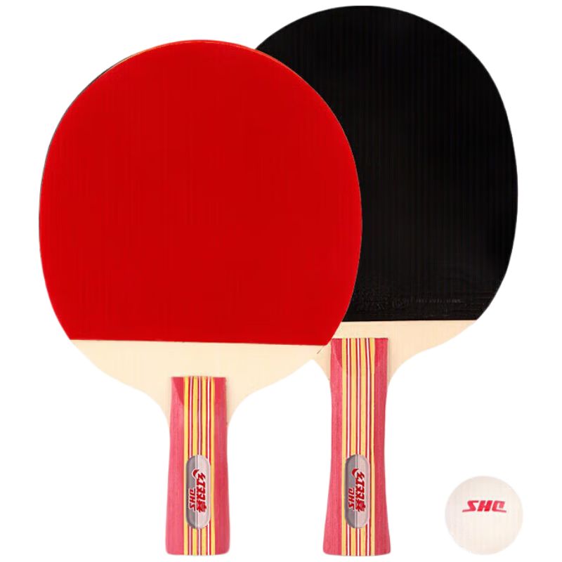 DHS Red Double Happiness Hurricane 6 Star Table Tennis Racket Horizontal Handle Inverted Rubber Loop Combined Fast Attack 6002 with Racket Bag
