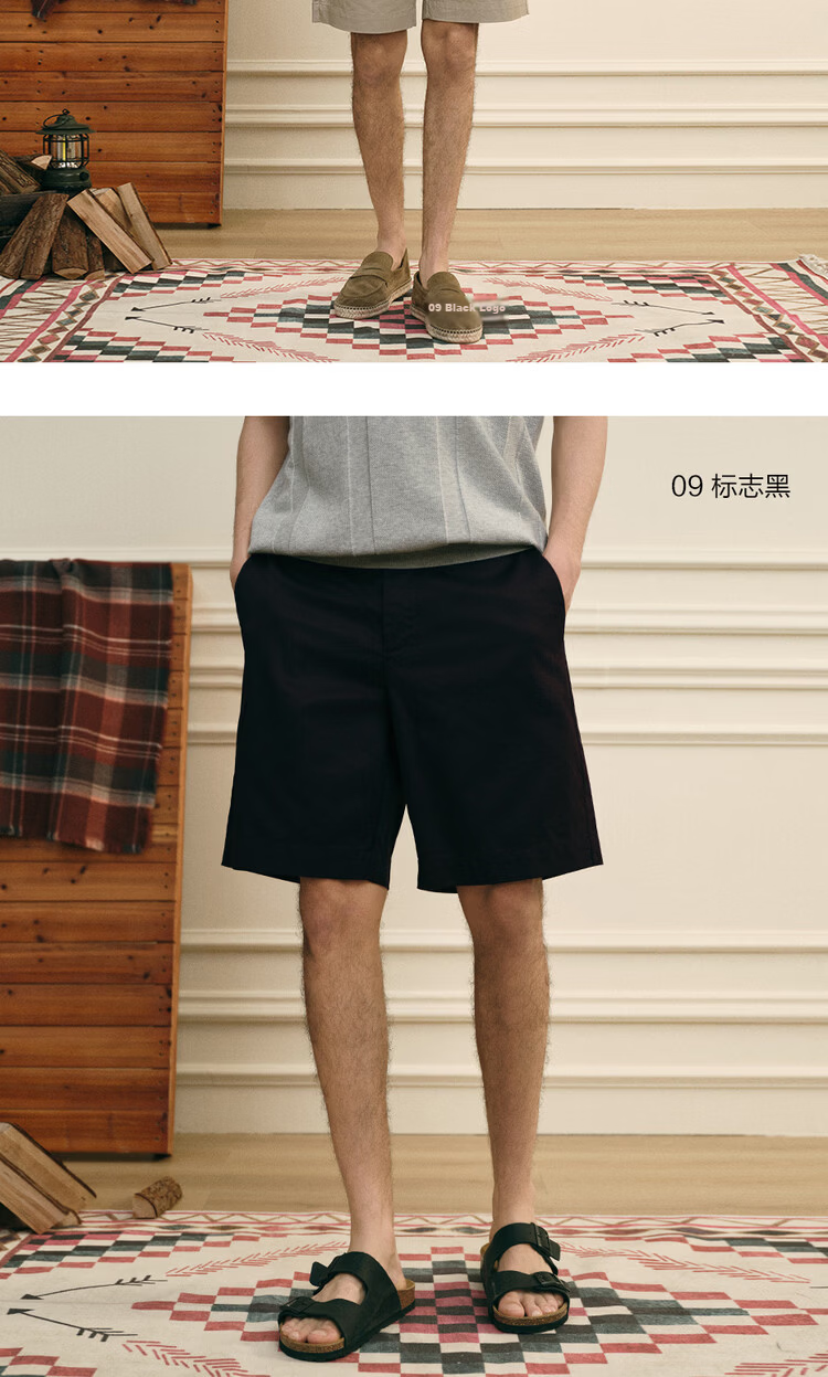 Giordano G+ 2026 Summer New Lyocell Cooling Embroidered Mid-Rise Straight Casual Shorts for Men 01106349 18