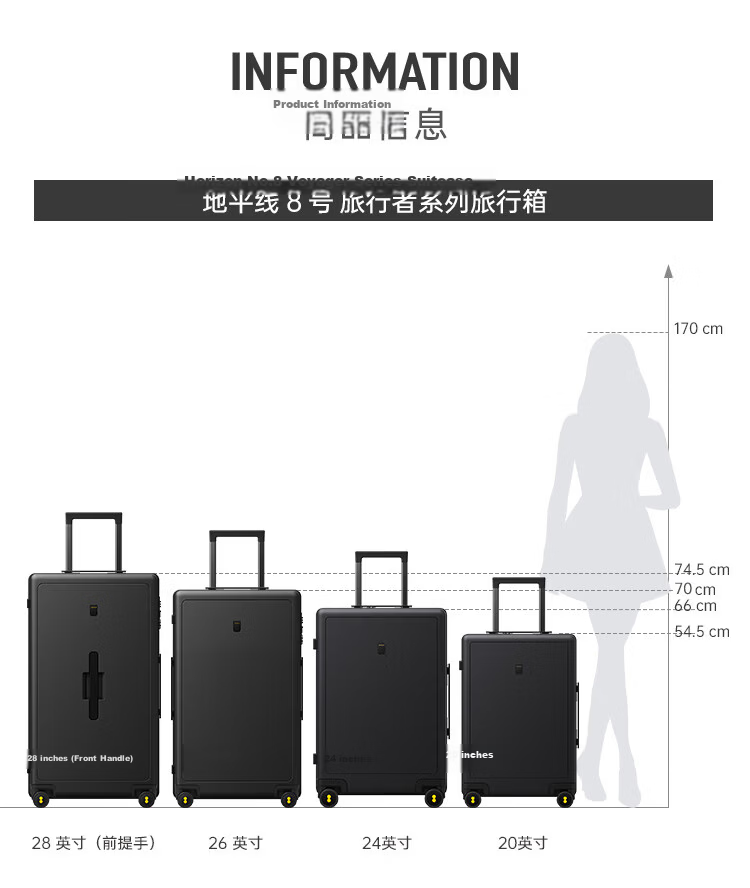 LEVEL8 Suitcase Password Luggage Trolley Case for Men And Women, Large Capacity Spinner Wheels for Students And Travelers, PC Case, 24-Inch Black 16