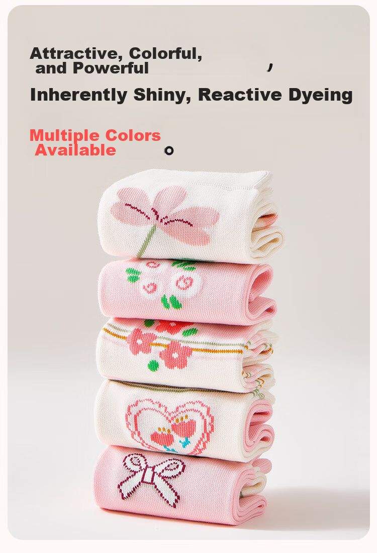 Urban Beauty Children's Socks Girls' Four-Season Cotton Student Socks Striped Strawberry Baby Mid-Calf Socks 5 Pairs 2XL 8