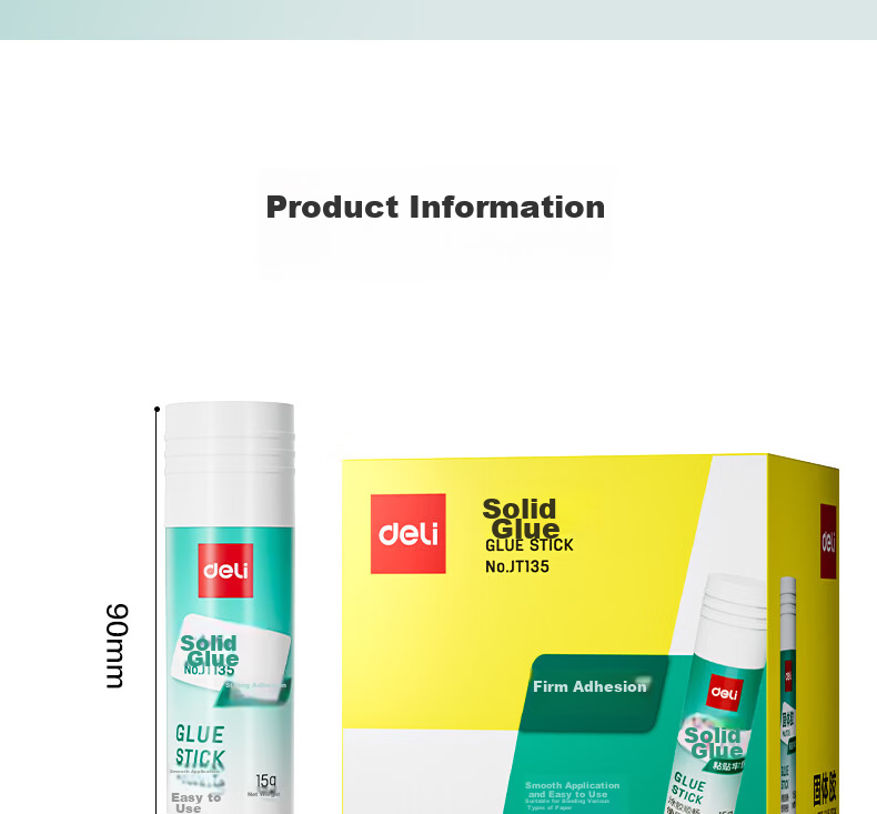 Deli 15g High Viscosity PVP Solid Glue Stick, Formaldehyde-Free, Quick-Drying, Durable, Strong Adhesive, Student Stationery, 12-Pack, Office Supplies 15