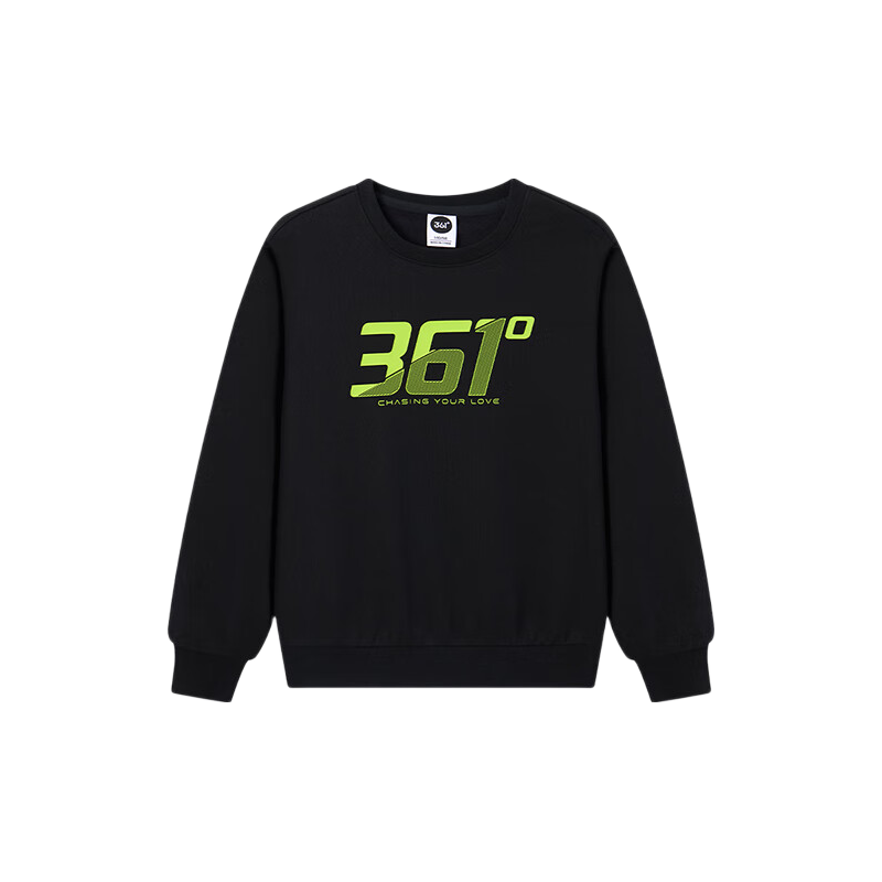 361° Kids Sweatshirt 2026 Spring Unisex School Casual Loose Fit Sports Crewneck Sweatshirt Black 140