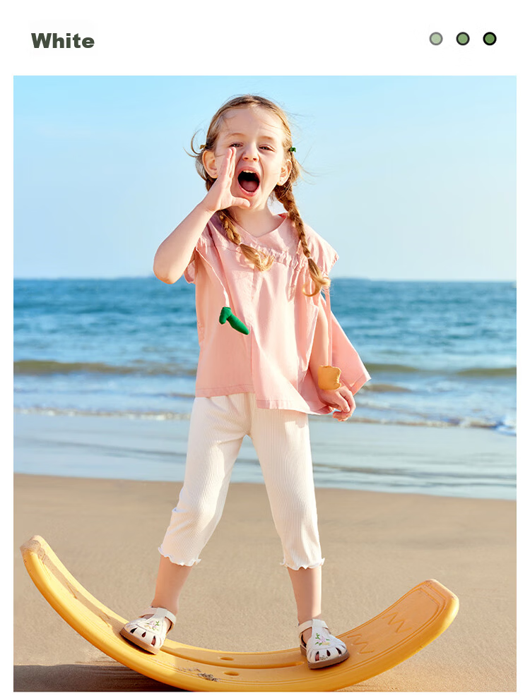 Betis Girls' Summer Thin Breathable Leggings Baby Girl Skirt Matching Anti-Mosquito Capri Pants 30