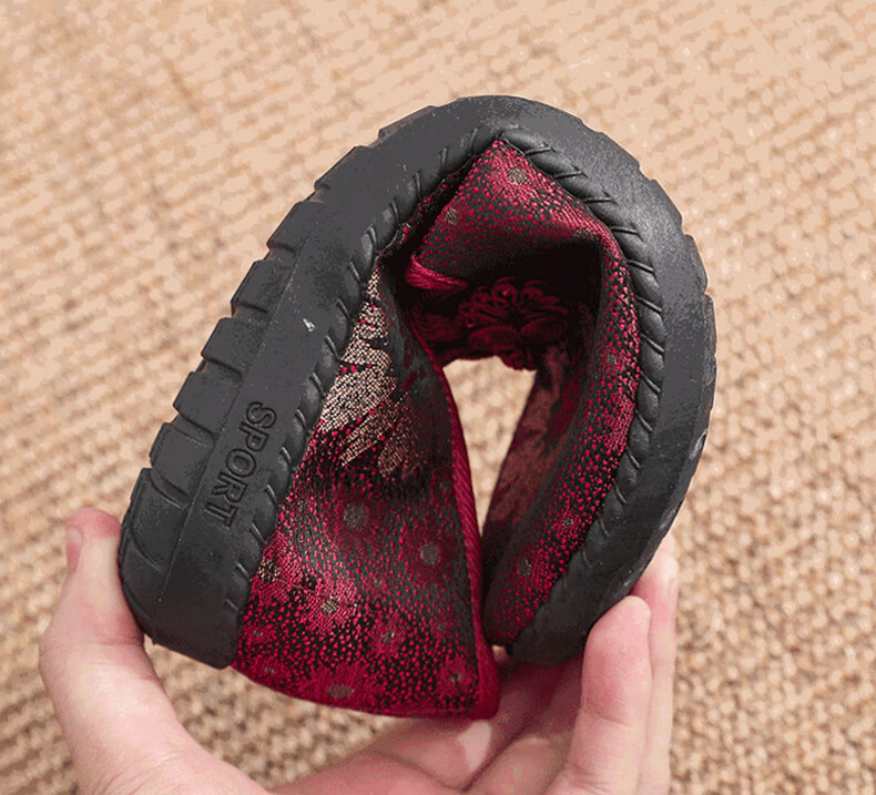 Weizhi Old Beijing Cloth Shoes, Women's Flats, Elderly Shoes, Soft-Soled Mom Shoes, Embroidered Chinese Style Slip-Ons WZ1031 Size 35 9