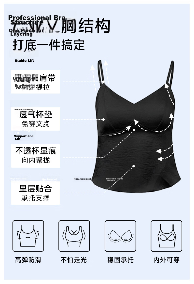 GUJIN Women's Padded Built-in Bra Camisole Tank Top, Backless, Bra-Free, White Tube Top 6