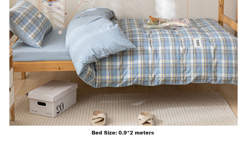 MUJI Cotton Student Dormitory Bedding 6-Piece Set (3-Piece Set + Quilt + Mattress Pad) Complete Bedding Set 5