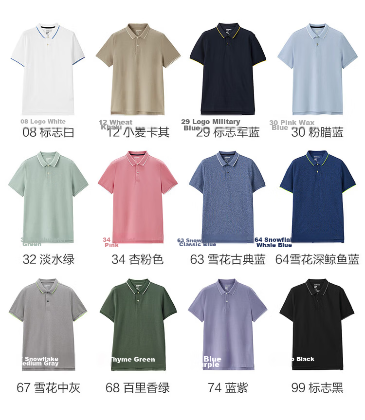 Giordano Men's Short Sleeve Polo Shirt New Pique Fabric Commuter Casual Colorblock Collar Top 01016425 21