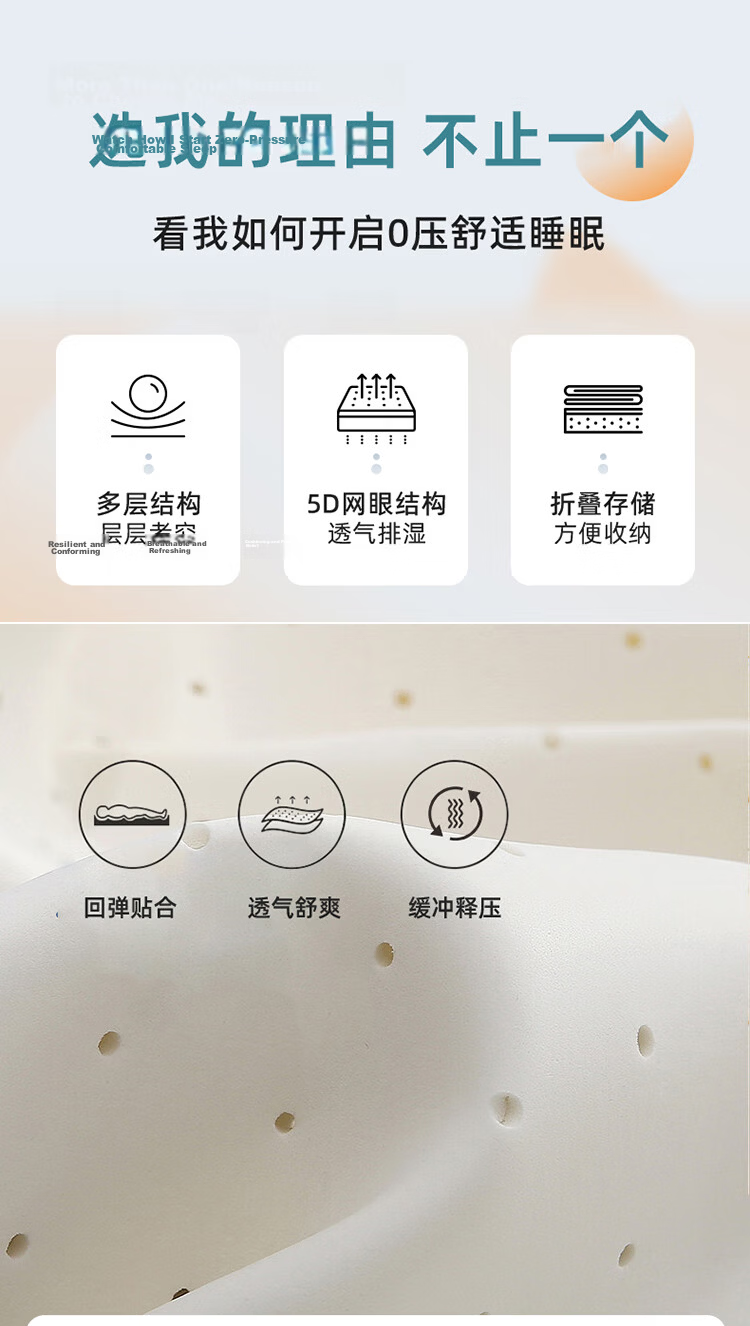 Muji Workshop Class A Latex Mattress 0.9x1.9m Foldable Student Dormitory Single Bed 8cm Thickened Elegant White 2