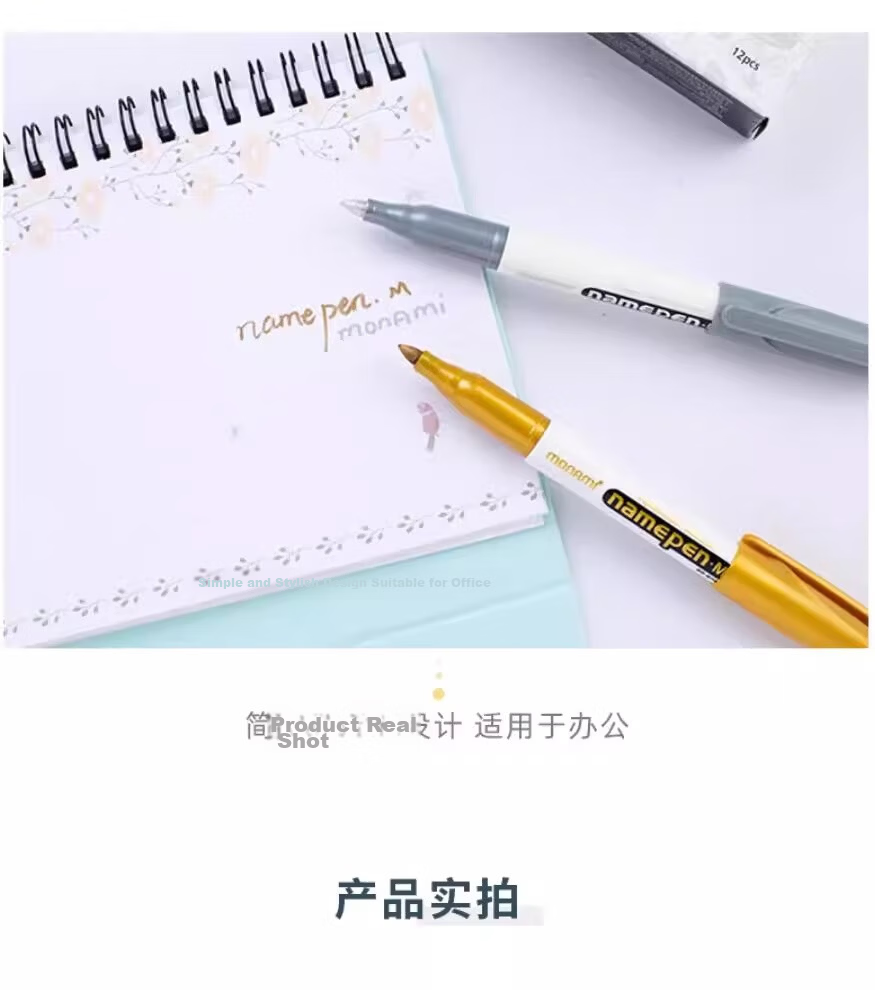 Monami Imported 1.7mm Large Capacity Oil-Based Marker Pen Graffiti Label Pen Meeting Exhibition Wedding Signature Quick-Dry Namepen.M Gold Silver White 3-Pack 5