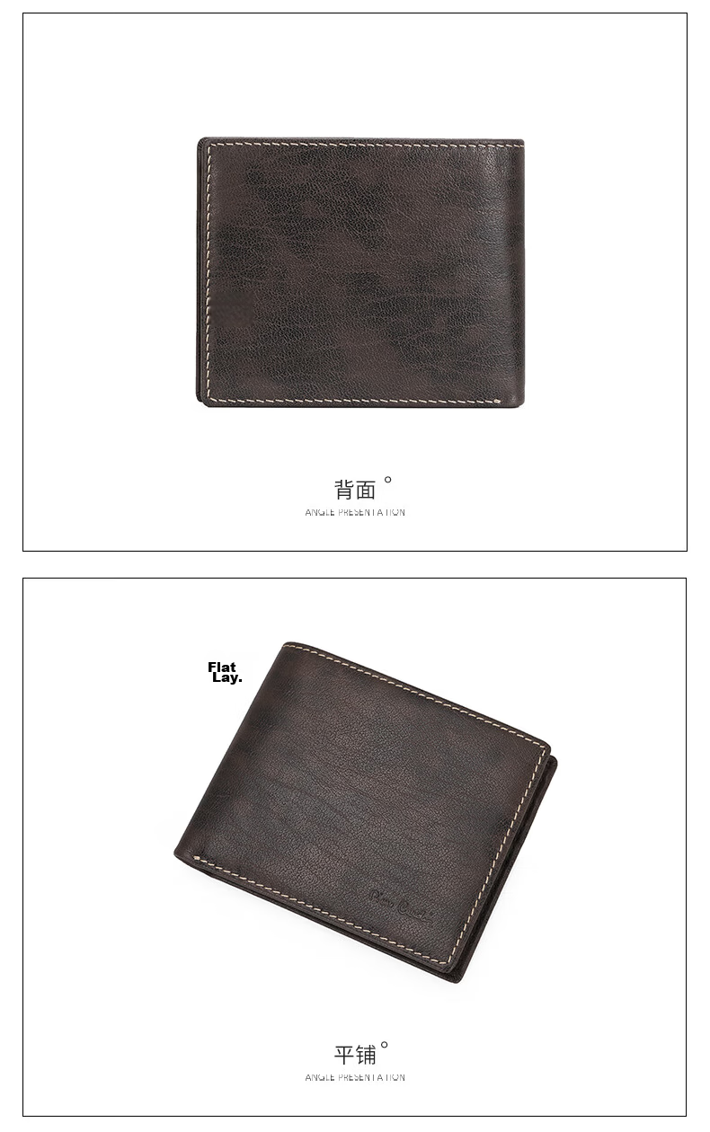 Pierre Cardin Men's Short Wallet First Layer Cowhide Multifunctional Card Holder Fashion Business Leather Birthday Gift for Men 13