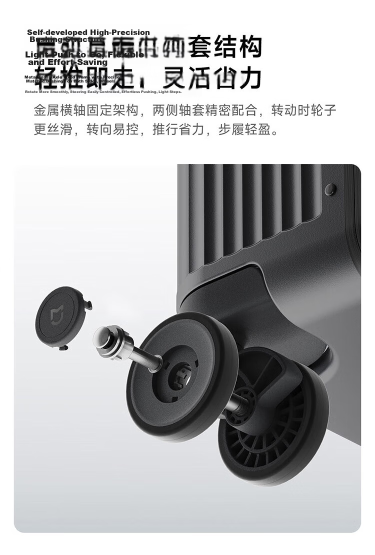 Mijia Xiaomi Luggage, 26-Inch Aluminum Frame Suitcase, Large Capacity Travel Case, Unisex Spinner Wheels, Password Lock, Silver Color 9