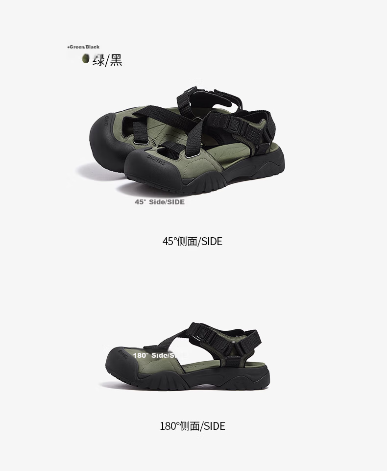 CAMEL Women's Outdoor Sandals Cute Cool Version Colorblock Thick Sole Sandals L25M076016 Black Size 37 30