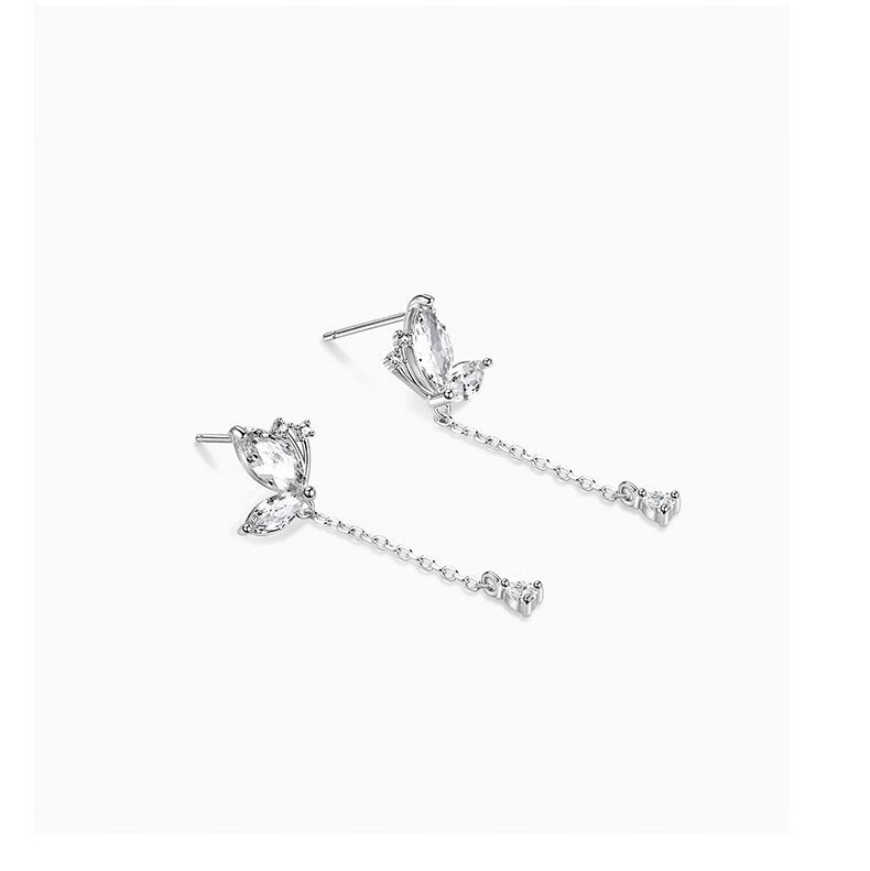 Dijing 999 Sterling Silver Long Earrings with Tassel Butterfly Studs, Birthday Gift for Women, Fashionable Ear Jewelry for Girlfriend 7