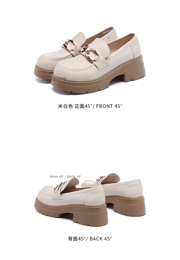 Red Dragonfly Women's Fashion Chunky Heel Commuter Slip-On Soft Sole Lightweight Loafers WTB152462 Off-White Size 37 12